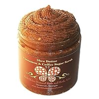 Back2Eden Natural Cinnamon Coffee Shea Butter Sugar Scrub - Anti Cellulite, 10 oz