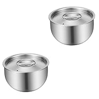BESTOYARD 2 Pcs Stainless Steel Steamed Egg Bowl Stainless Steel Bowl Stainless Steel Soup Bowls Stew Bowl Kitchenware Salad Containers Salad Shaker Bowl with Lid Steaming Cup With Cover