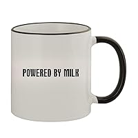 Powered By Milk - 11oz Ceramic Colored Rim & Handle Coffee Mug, Black