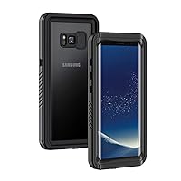 Lanhiem Samsung Galaxy S8 Case, IP68 Waterproof Dustproof Shockproof Case with Built-in Screen Protector, Full Body Sealed Underwater Protective Clear Cover for Samsung S8 (Black)