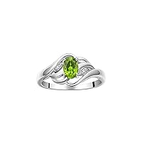 Ring featuring Classic Style, 6X4MM Birthstone Gemstone, & Diamonds - Elegant Jewelry for Women in Sterling Silver, Sizes 5-10