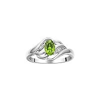 Rylos 14K White Gold Ring with Classic Style, 6X4MM Birthstone Gemstone, & Sparkling Diamonds - Opulent Gem Jewelry for Women in Sizes 5-10