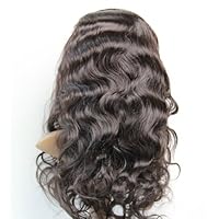 Front Lace Wig Soft Brazilian Hair 100% Remy Human Hair Wigs Body Wave #1B (16