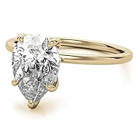 GOLD EDGE 1.50 CT Pear Cut Colorless Moissanite Engagement Ring,Wedding Bridal Ring, Eternity Solid 10K Yellow Gold Diamond Solitaire 5-Prong Anniversary Best Rings for Wife