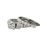 14k White Gold Plated 2ct Round Cubic Zirconia Engagement Ring Wedding Bridal Set