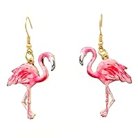 Flamingo Print Fashion Dangle Fish Hook Earrings