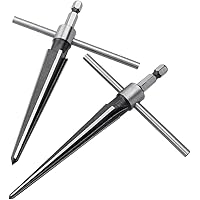 Bestgel 2pcs Tapered Reamer, 6 Fluted Chamfer Reaming T Handle Taper Reamer Drilling Tool (3-13mm & 5-16mm)