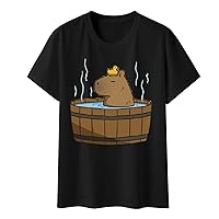 Maternity Tops Ladies Fun Graphic T Shirt Capybara Selfie Cute Cartoon Printed T Shirt Multi Color Womens Long