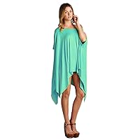 Loose Fit Off- Shoulder Short Sleeve Tunic with Asymmetrical Hemline