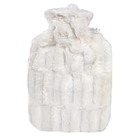 Hot Water Bottle with Cover (1,8L Faux Fur, Cream), Made in Germany, Non-Toxic Certified, Soothing Warmth, Helps Relief Muscle Aches & Pain, Menstrual Cramps