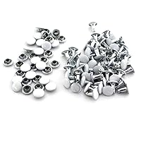 100sets Metal Double Cap Rivets Studs Round Head Leather Craft,White,8×10mm(Cap×Post)