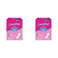 Carefree Panty Liners, Regular Liners, Unwrapped, Unscented, 120ct (Packaging May Vary) (Pack of 2)
