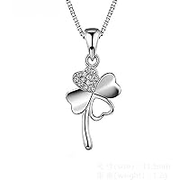 Four-Leaf Clover Diamond Necklace Female Simple Clavicle Chain Silver Pendant Student Jewelry Birthday Gift For Girlfriend