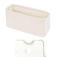 Purse Handbag Silky Organizer Insert Keep Bag Shape Fits Chanel 19 Flap 26/Jumbo 30/Maxi 36 Bags, Luxury Handbag Tote Lightweight Sturdy(19 Flap 26,Craie)