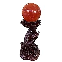 Resin Dragon Skull Lotus Guanyin Buddha Hand with Red Ball Novelty Toy for Parties,Kids,Bedroom,Home,and Gifts (Wood)