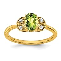 1.3 To 1.5mm 10k Gold Peridot and Diamond Ring Size 7.00 Jewelry for Women