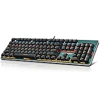 GTRACING Mechanical Keyboard, Wired Gaming Keyboard, Switch 104 Keys Rainbow Backlit Keyboard and 20 LED Lighting Effect for PC Computer Gamers (Black)