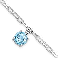 925 Sterling Silver Rhodium Plated 10mm 4.2bt Blue Topaz With 1inch Extension Bracelet Jewelry Gifts for Women