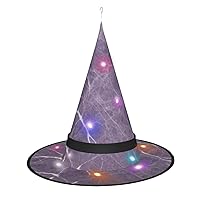 Red Printed Pattern Print Halloween Cone Witch Hat with Led Light Cosplay for Wizards Hat Halloween Party Accessories.