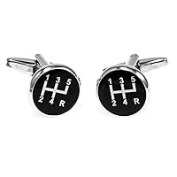 5 Speed Black Gear Stick Shifter Shift Knob Car Auto Racing Race Pair of Cufflinks in a Presentation Gift Box with a Polishing Cloth