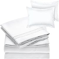 Mellanni Bed Sheet Set + 2 Pillow Shams Bundle&Save - Hotel Luxury Bedding Sheets & Pillowcases - Bundle Includes: 4pcs Bed Sheet Set and 2 Pillow Shams with 2