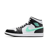 Jordan Nike Air 1 Mid Men's Shoes White/Green Glow-Black DQ8426 103