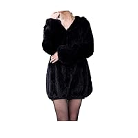 Women Knitted Mink Fur Coats with Hood Hoodie Classic Knitting