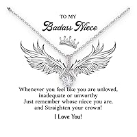 To My Badass Niece Necklace Gift For Her Birthday Graduation Or Wedding, Badass Niece Necklace From Aunt Or Uncle With Amazing Message Card, Aunt And Niece Jewelry With Elegant Box