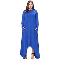 Women Long Dresses Plus Size Loose Ankle Length Royal Blue