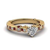 Choose Your Gemstone Antique Petite Diamond CZ Ring yellow gold plated Heart Shape Petite Engagement Rings Everyday Jewelry Wedding Jewelry Handmade Gifts for Wife US Size 4 to 12