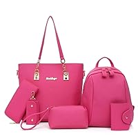 6pcs Women Handbag Set Waterproof Nylon Shoulder Crossbody Bag rose 29x12x27cm