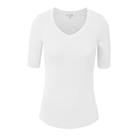 Women's 3/4 Elbow Half Length Sleeve V-Neck line T-Shirt (S-3XL)