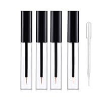 4 Pcs 10ml Empty Eyeliner Tubes Refillable Plastic Cosmetic with Black Cap Portable DIY Eyeliner Container for Home and Travel, DIY Makeup Tool
