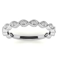 Excellent Round Brilliant Cut 0.17 Carat, Moissanite Diamond Promise Band, Prong Set, Eternity Sterling Silver Bands, Valentine's Day Jewelry Gift, Customized Band