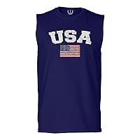 VICES AND VIRTUES USA American Flag Patriotic Graphic 4th of July Memorial Men's Muscle Tank Sleeveles t Shirt