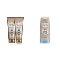 Jergens Natural Glow +FIRMING Self Tanner Body Lotion, Fair to Medium Skin Tone & Natural Glow In-shower Lotion, for Fair to Medium Skin Tone, Wet Skin, Sunless Tanner Locks in Hydration