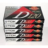 TDK D120 High Output Precision Rigid Construction Mechanism IEC I / Type I Normal Bias Audio Cassette Tapes - 5 Pack