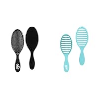 Wet Brush Original Detangling Hair Brush, Classic Black - Ultra-Soft IntelliFlex Bristles & Speed Dry Hair Brush, Amazon Exclusive Aqua