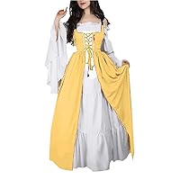 Medieval Party Dress Cosplay Costumes Women Noble Long Robes Retro Flare Sleeve Dresses