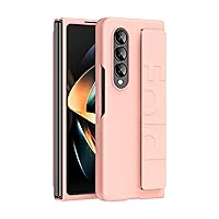 Silicone Grip Cover for Samsung Galaxy Z Fold 3 with Kickstand, Full Body Protective Phone Case W Finger Strap Handheld Design PC Shockproof Stand Case for Samsung Galaxy Z Fold 3 (Pink)
