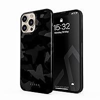 BURGA Phone Case Compatible with iPhone 14 PRO - Hybrid 2-Layer Hard Shell + Silicone Protective Case -Night Urban Black and White Camo Camouflage - Scratch-Resistant Shockproof Cover