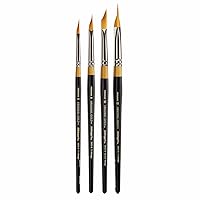 KINGART B-092 Premium 4 pc. Original Gold 9900 Series Miracle Wedge Brush Set, Synthetic Golden Taklon for Acrylic, Oil, Watercolor Paint, Short Handle, 4 Brushes Sizes: 6, 8, 10, 12