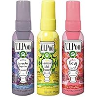 V.I.P. Pre-Poop Toilet Sprays | Lemon/Lavender/Rosy Starlet Scents | Contain Essential Oils | Travel size Air Fresheners | Up to 100 uses - 1.85 Ounce each (Set of 3)