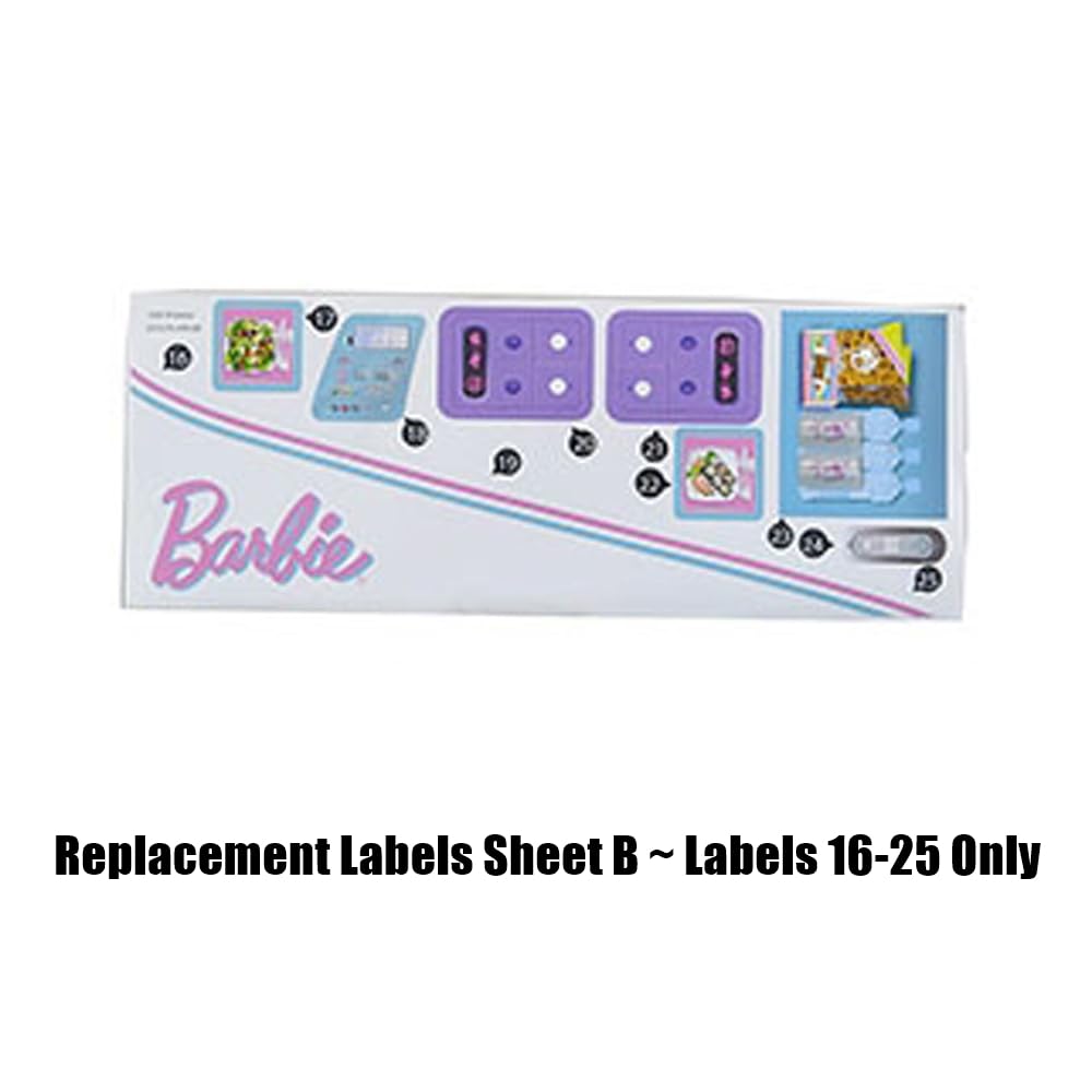 Replacement Parts for Barbie Doll Dreamplane Playset - GDG76 ~ Replacement Labels Sheet B ~ Labels 16-25