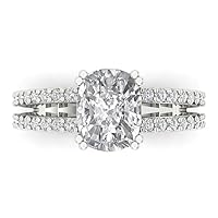3.6 ct Brilliant Cushion Shape VVS1 Clear Simulated Diamond 18K White Gold Solitaire with Accents Anniversary Promise ring