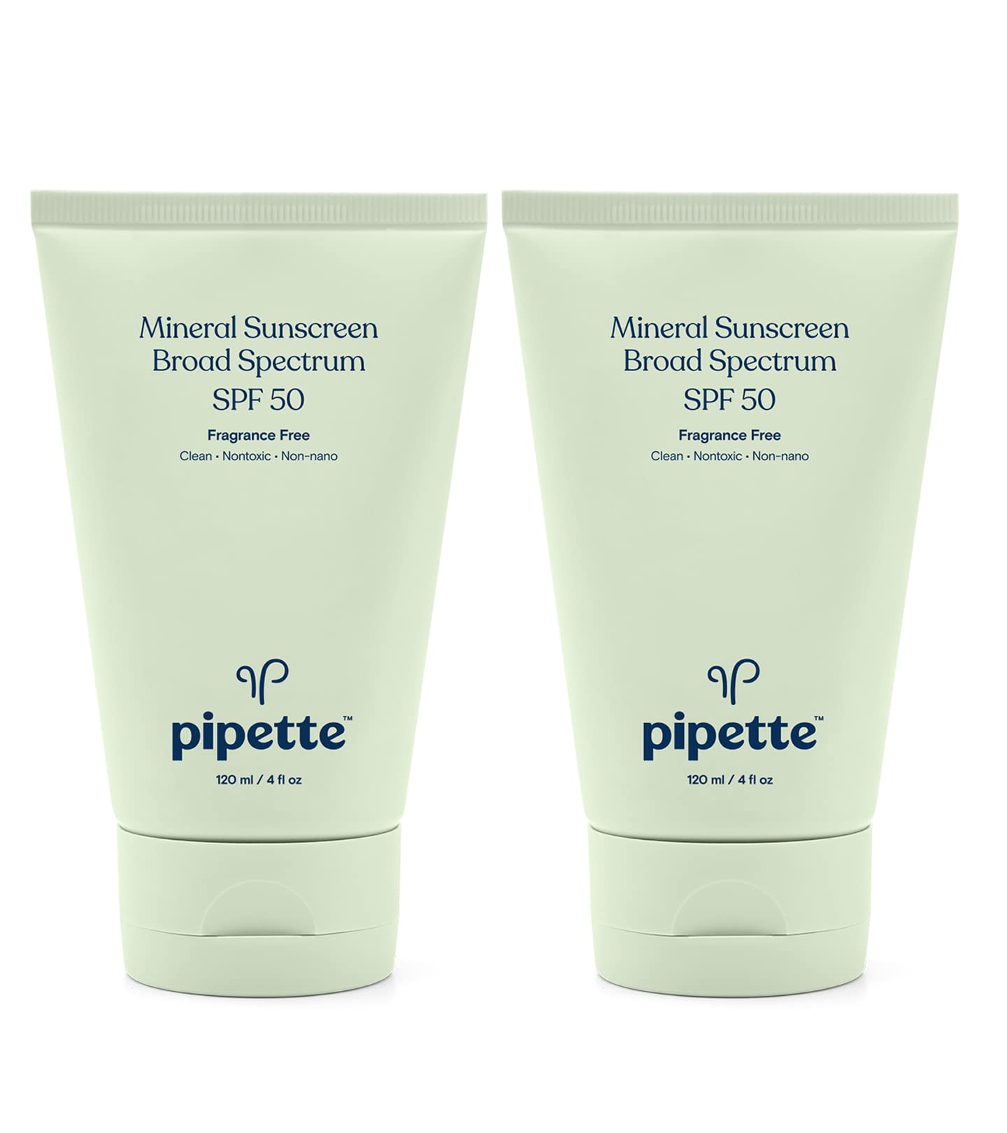 Pipette Mineral Sunscreen - SPF 50 Broad Spectrum Baby Sunblock with Non-Nano Zinc, UVB/UVA Non-Toxic Sun Protection for Kids & Sensitive Skin, 4fl oz (2 pack)