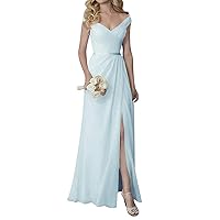 H.S.D Bridesmaid Dress V Neck Prom Evening Dresses Long Bridesmaid Gowns Wedding Party Slit