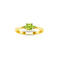 1.00 Ctw Round Cut Lab Craeted Green Peridot Engagement Womens Ring Three Stone Ring 14K Yellow Gold Plated