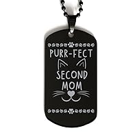 Cute Cat Lover Gifts, Purr-FECT, Second Mom, Cat Mom Gifts, Black Dog Tag, Dog Tag, Cat Lovers Women, Cat Lady, Mom Gifts, Gifts for Mom, Mom Necklace