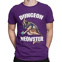 Dungeon Meowster Cat D20 Funny RPG Tabletop Gamer Men's T-Shirt Purple M